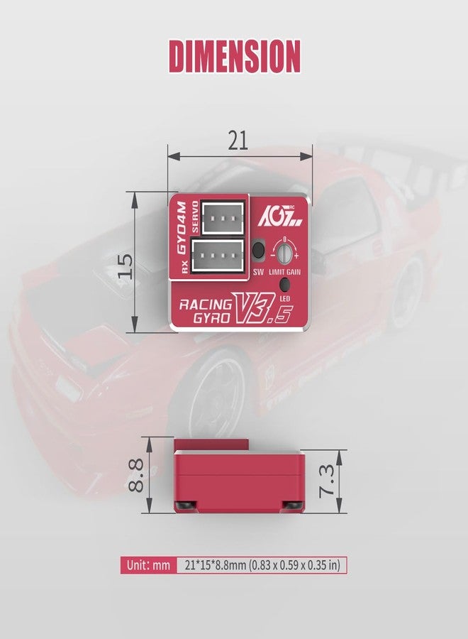 AGFRC Upgraded Mini Z RC Gyros - Mini Gyros for Drifting Mini-Z Car/Full Aluminum 4Gram Precision Red RC Gyro Set for Competition Grade RC Drifting (GY04M V3.5) - Image 4
